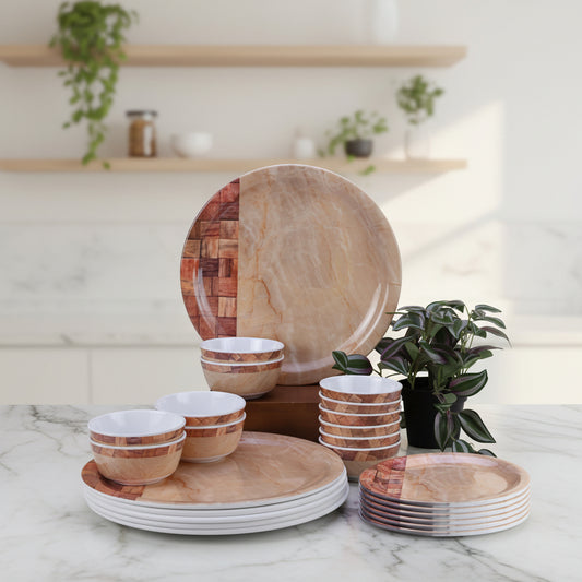 24pc Dinner Set: Beige Block