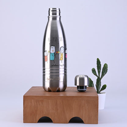 Indus - SS Vacuum Bottle 500 ml - Happiness Is… Steel