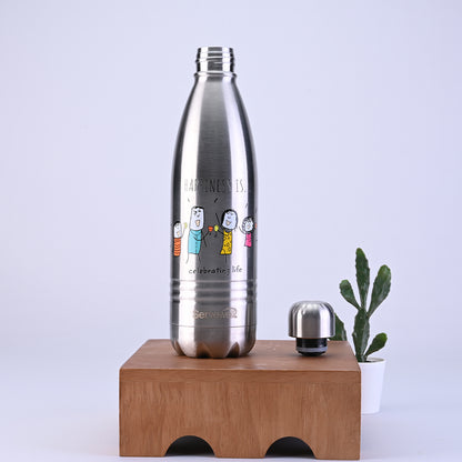Indus - SS Vacuum Bottle 750 ml - Happiness Is… Steel