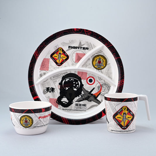 3 pc Rd Plate, Mug & Bowl Set - Fighter