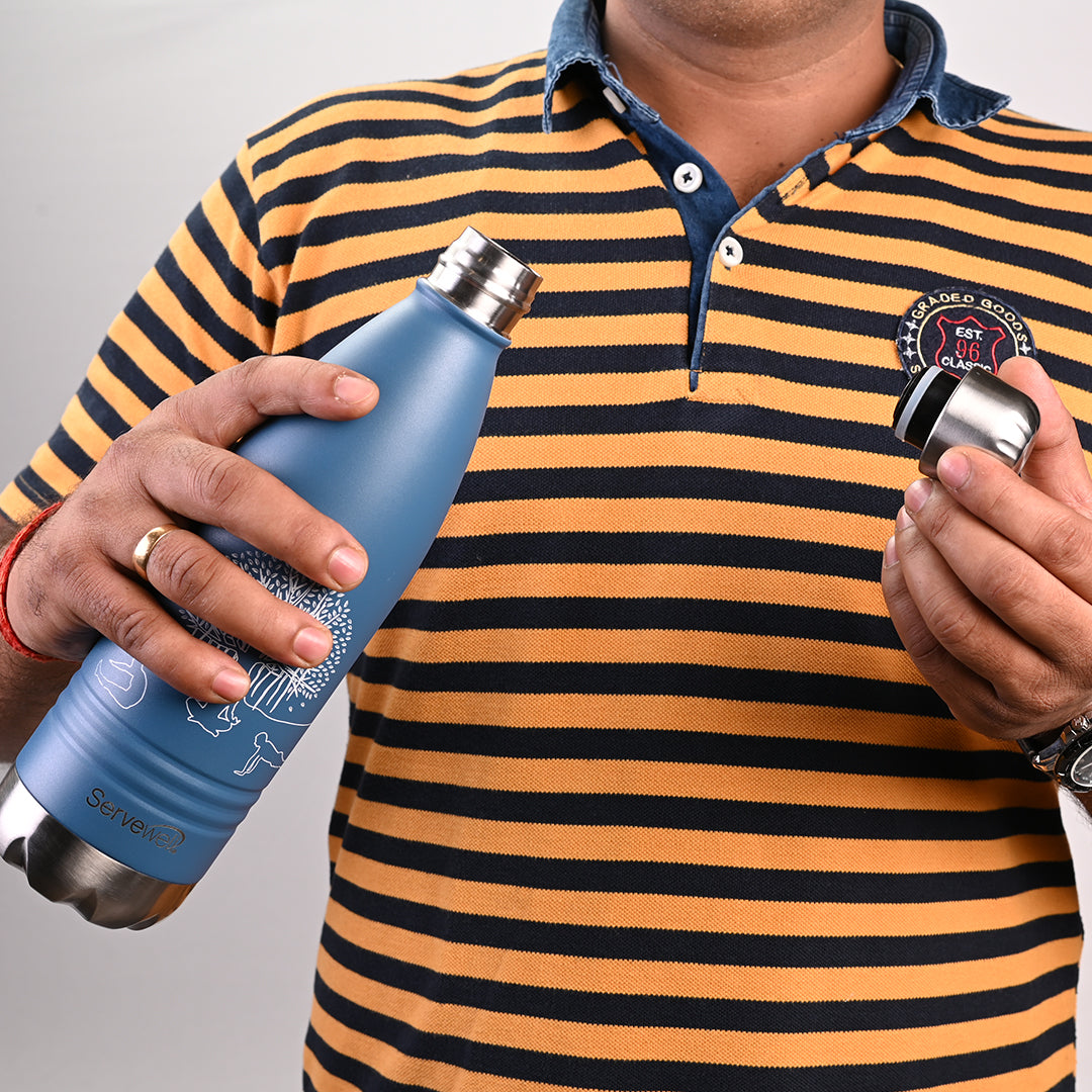 Indus - SS Vacuum Bottle 1000 ml - Yoga Imperial Blue
