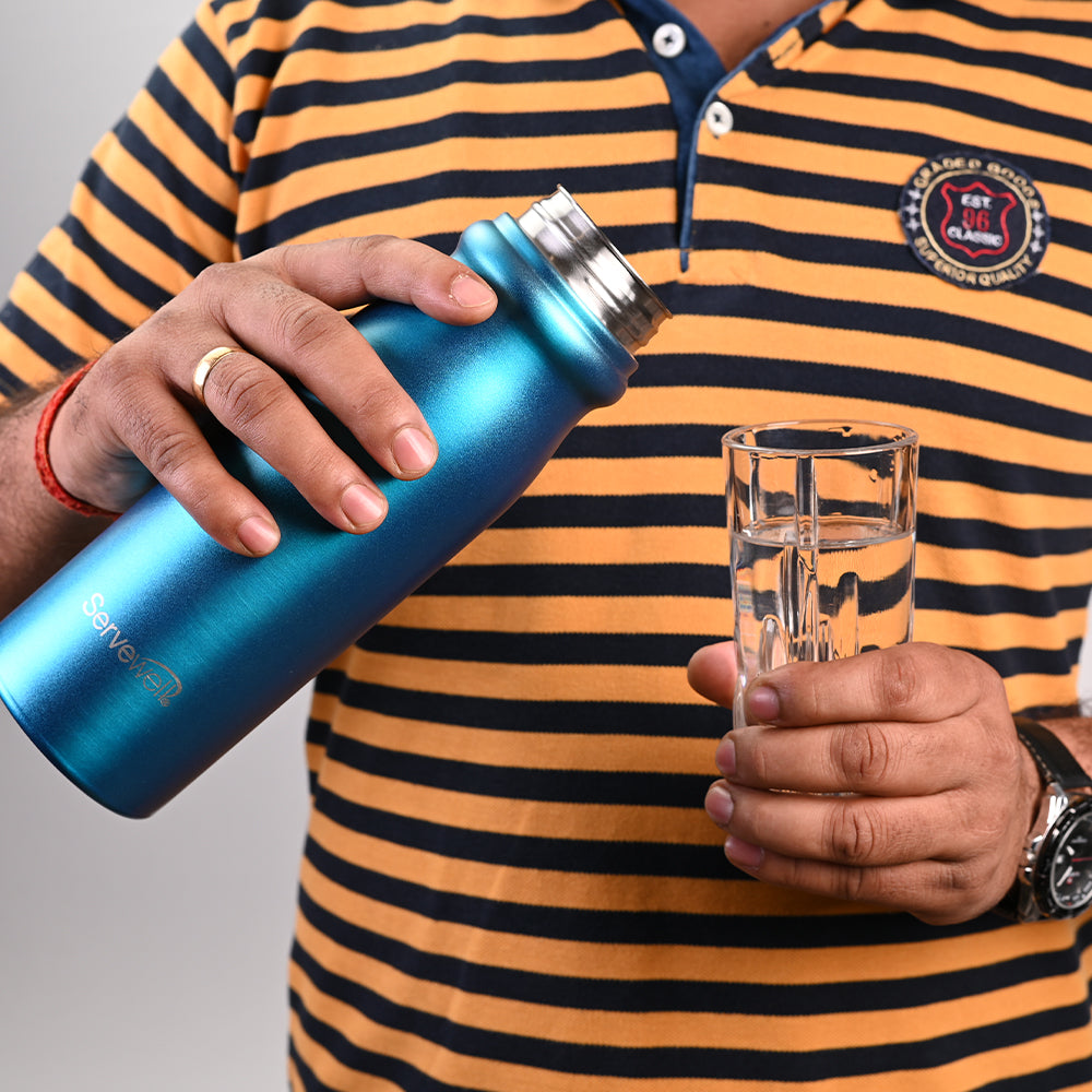 Hudson Steel Fridge Bottles Striking Blue