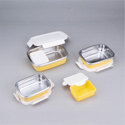 3pc Bite Single Wall Lunch Box - Yellow
