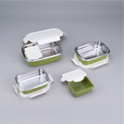 3pc Bite Single Wall Lunch Box - Green