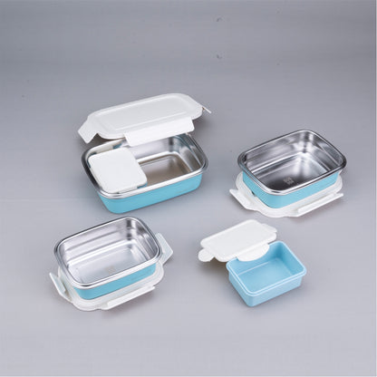 3pc Bite Single Wall Lunch Box - Blue