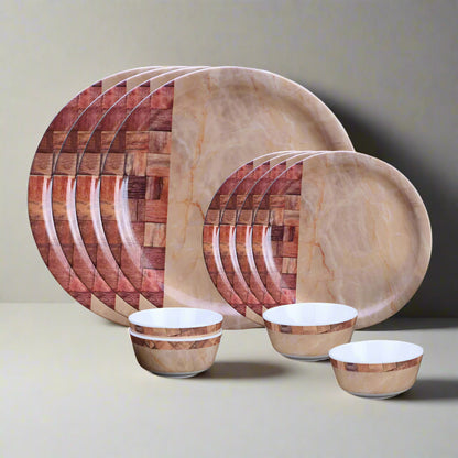 12 pc Dinner Set Rnd - Beige Block
