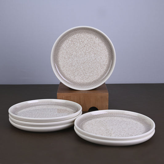 6 pc Dinner Plate Set Dome 26 cm - Crema