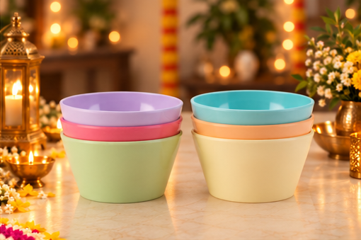 6pc Linear Cone Bowl Set - Pastel