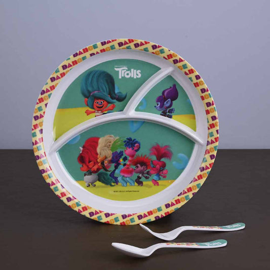 3 pc Rd 3Plate Fork & Spoon Set - Trolls