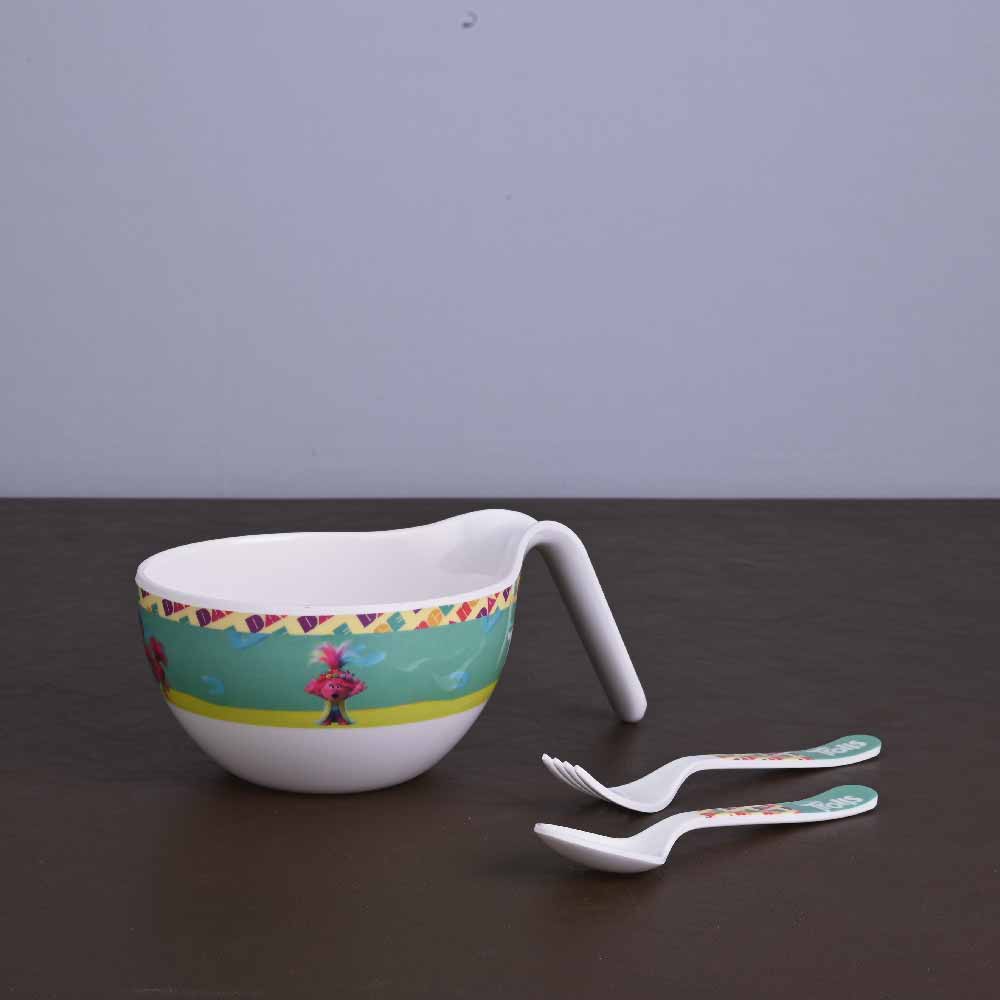 3 pc Maggie Bowl Fork & Spoon Set - Trolls