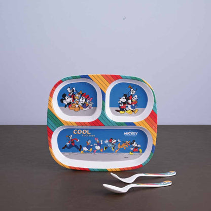 3 pc Rect 3Plate Fork & Spoon Set - Mickey