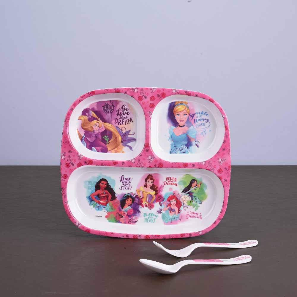 3 pc Rect 3Plate Fork & Spoon Set - Princess