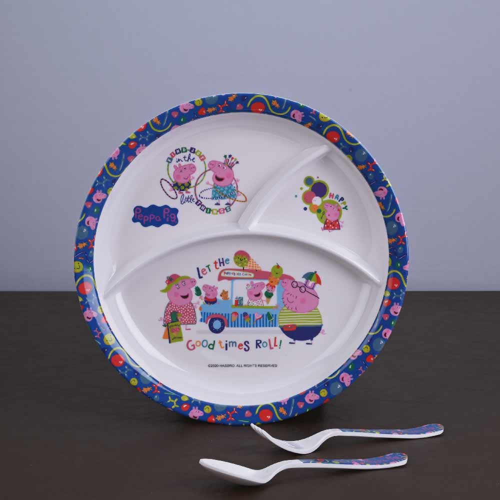 3 pc Rd 3Plate Fork & Spoon Set - Peppa Pig