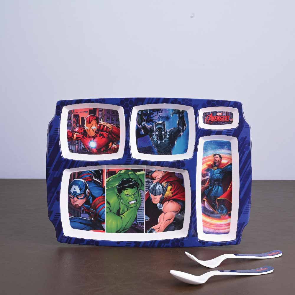 3 pc Rect 5Plate Fork & Spoon Set - Avengers