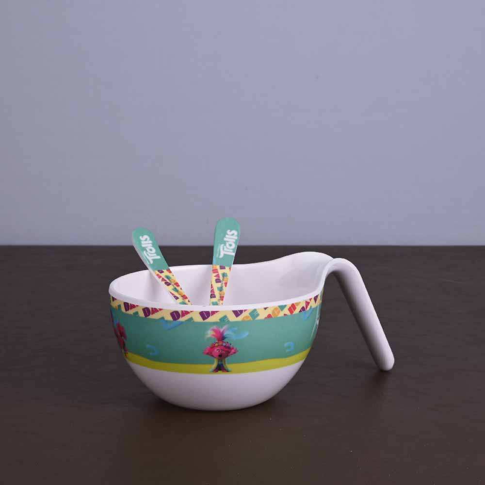 3 pc Maggie Bowl Fork & Spoon Set - Trolls