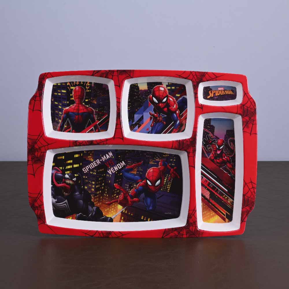 3 pc Rect 5Plate Fork & Spoon Set - Spiderman