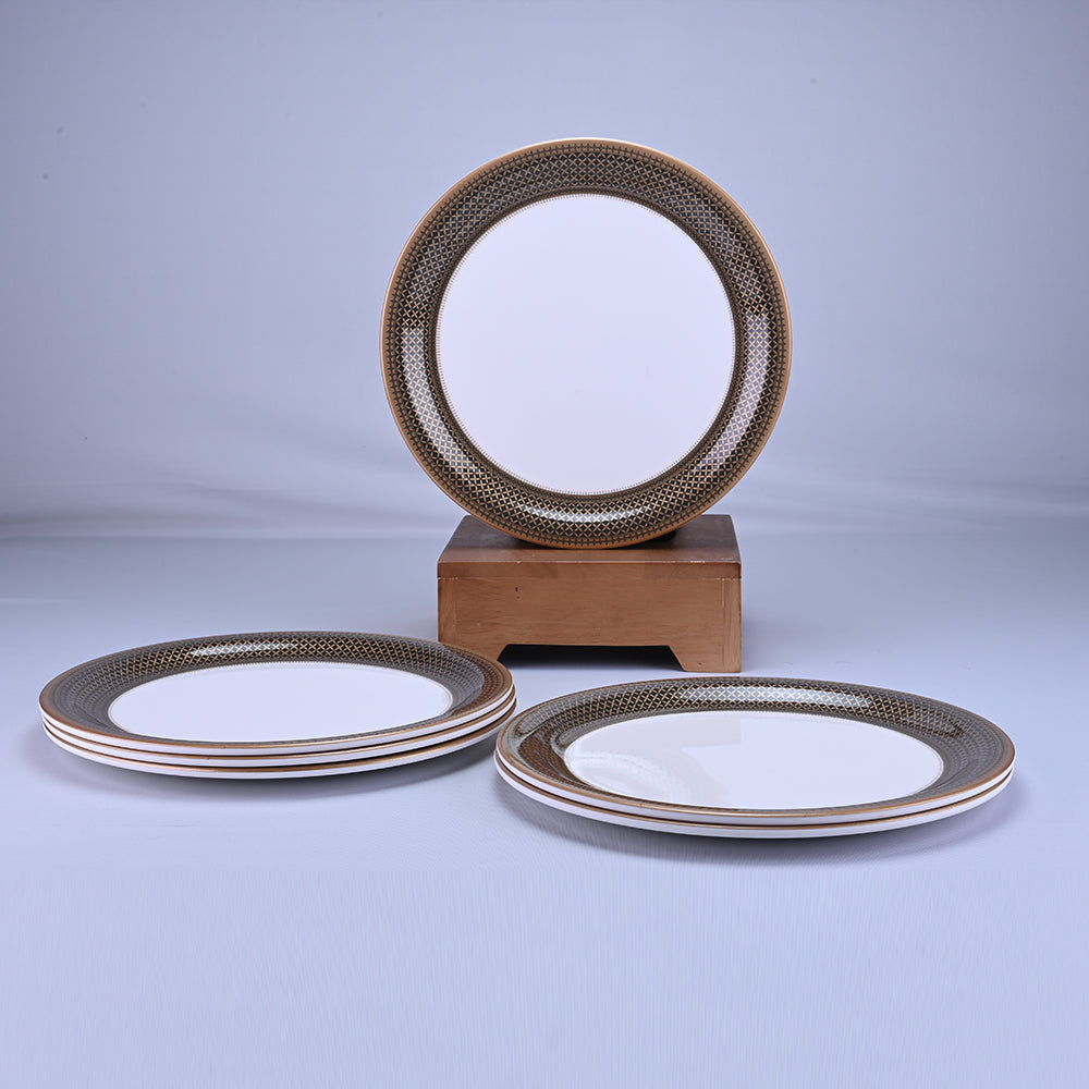 6 pc Dinner Plate Set  Rnd Gold 28 cm - Heera
