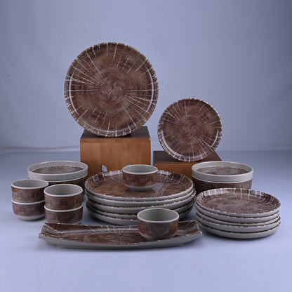 23 pc Dinner Set Dome - Wedge (Brown Base)