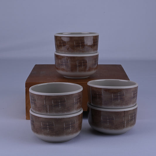6 pc Veg Bowl Set Dome 9 cm - Wedge (Brown Base)