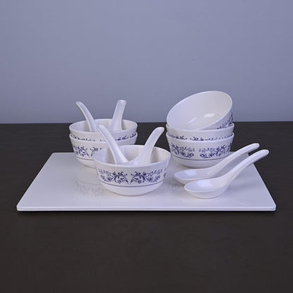 12pc Soup Bowl with Spoon Set - Blue Pottery