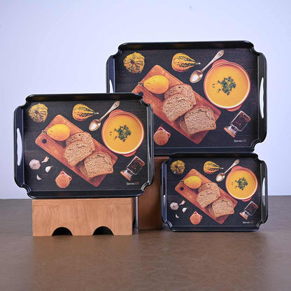 3 pc Elegant Trays Set - Pumpkin