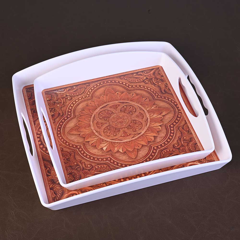 Tray Set 2 pc - Wood Block