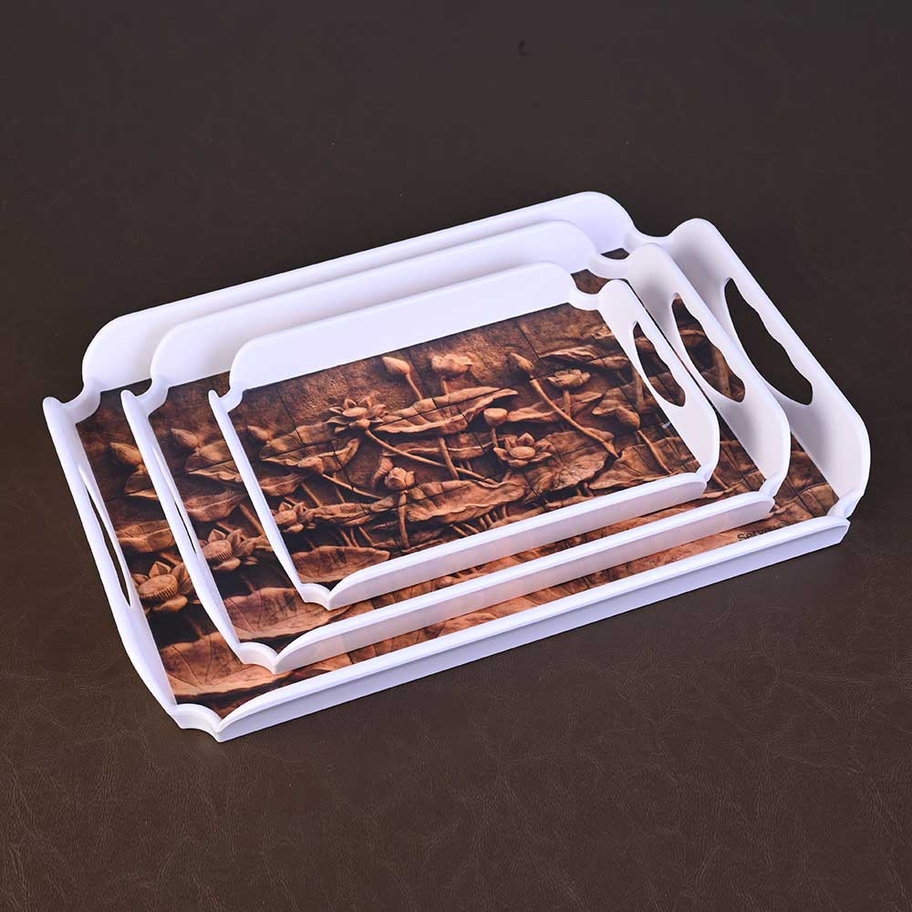 3 pc Elegant Trays Set - Sand Art