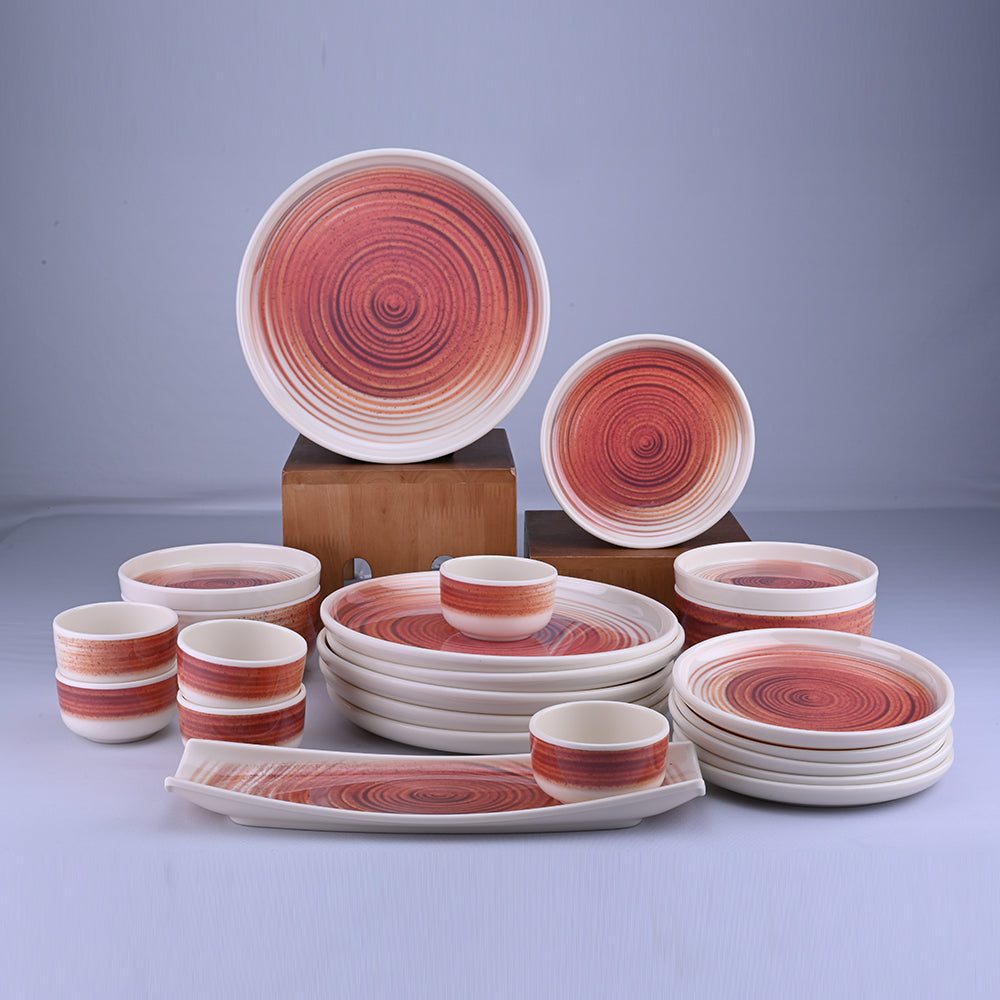 23 pc Dinner Set Dome - Spin (Green Base)