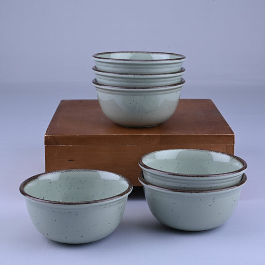 6 pc Veg Bowl Set Gravel 10.5 cm - Dot Green