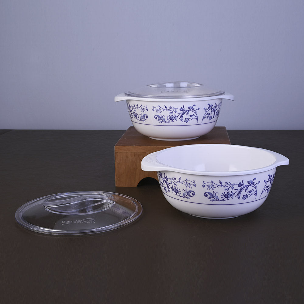 Serving Casserole with Lid Set 2 + 2 pc 19 cm - Blue pottery