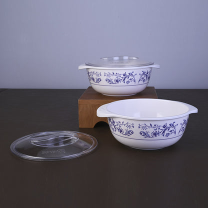 4 pc Serving Bowl with Lid Set 19 cm - Blue Pottery