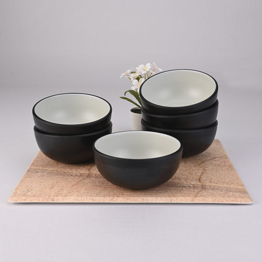 6 pc Veg Bowl Set 2Tone 10 cm - Black + Green