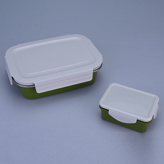 Bite Single Wall Lunch Box with Container 1000 ml - Green