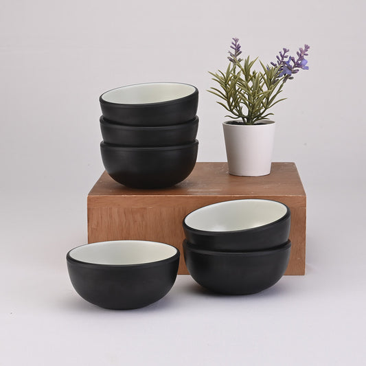 Katori Set 6pc Two Tone 9.5 cm - Black + Green