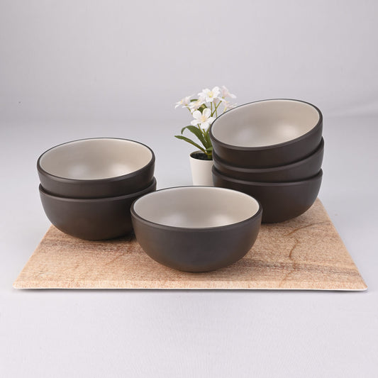 6 pc Veg Bowl Set 2Tone 10 cm - Terraclay + Brown