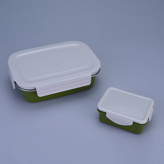 Bite Single Wall Lunch Box with Container 650 ml - Green