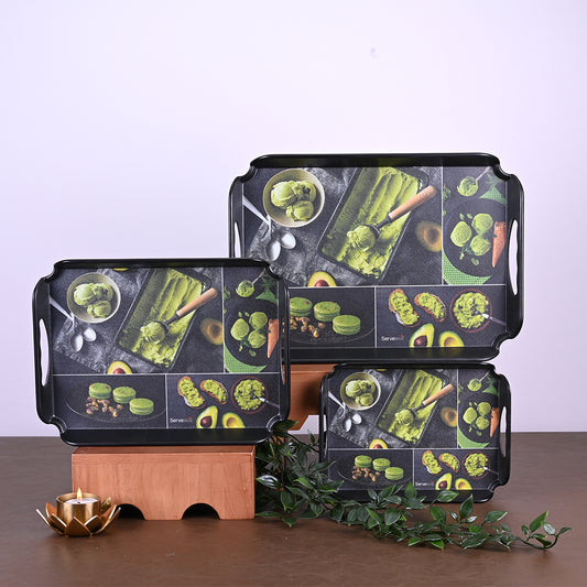3 pc Elegant Trays Set - Avacado