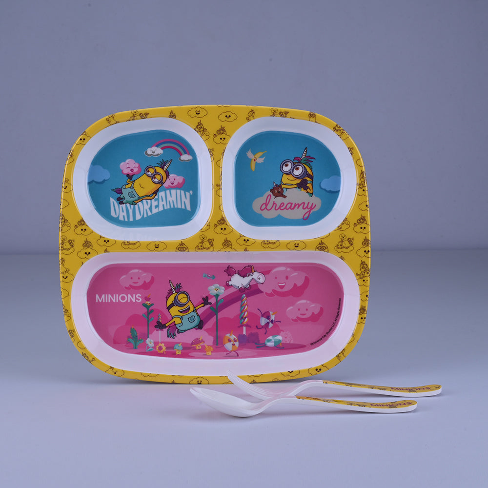 3 pc Rect 3Plate Fork & Spoon Set - Minions