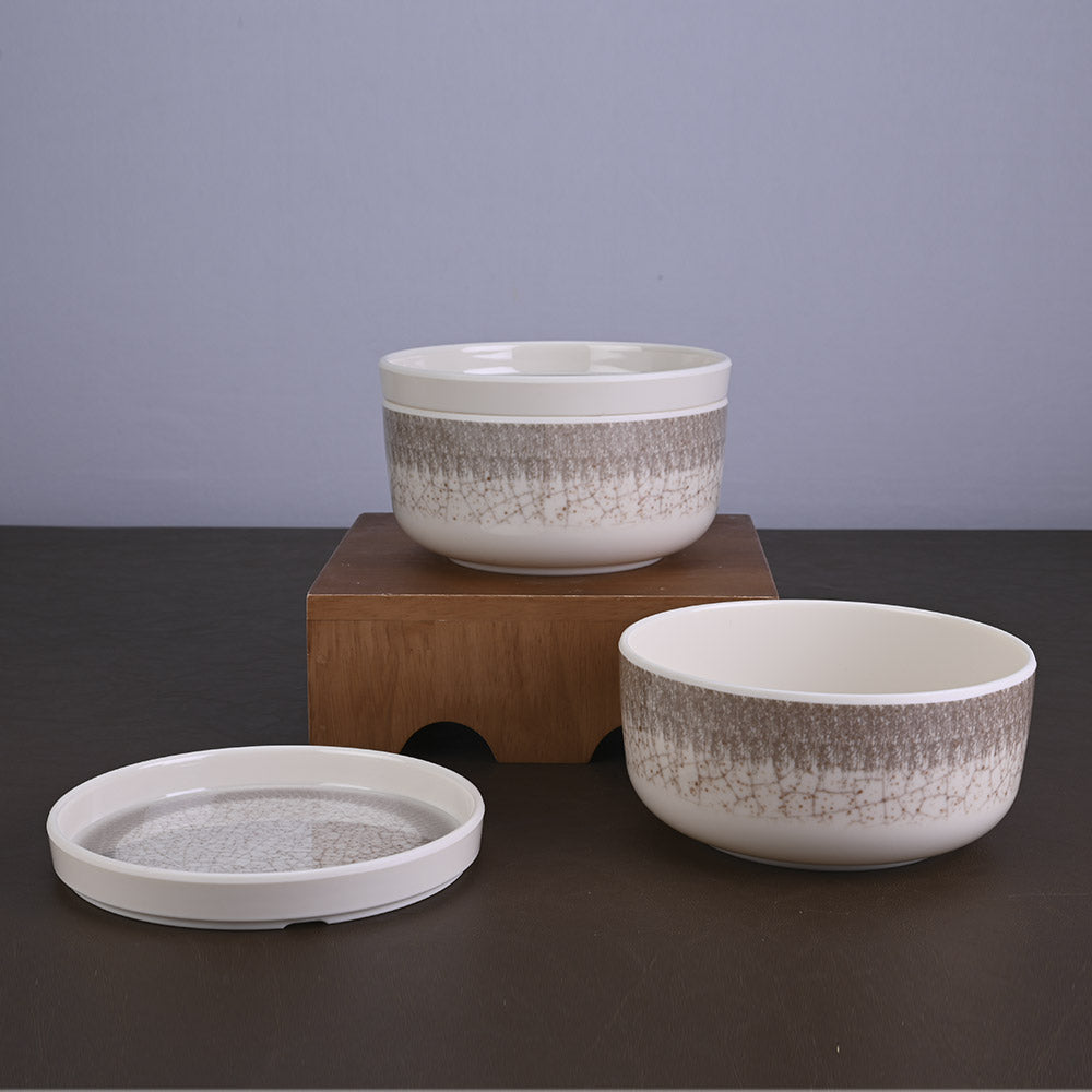 4 pc Serving Bowl with Lid Set Dome 16 cm - Crema