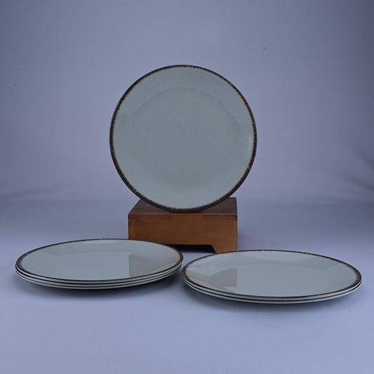 6 pc Dinner Plate Set Gravel 27 cm - Dot Green