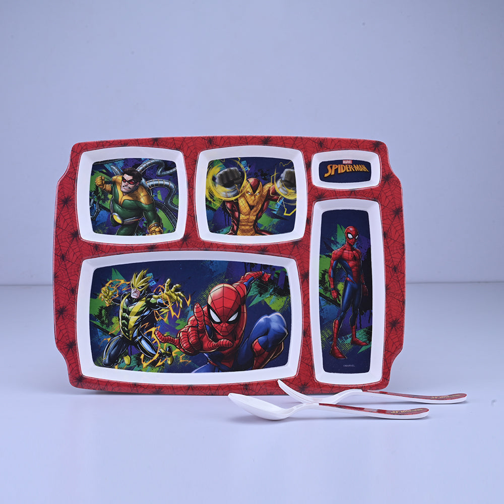 3 pc Rect 5Plate Fork & Spoon Set - Spiderman