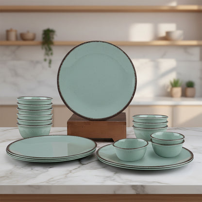 18 pc Dinner Set Gravel - Dot Green