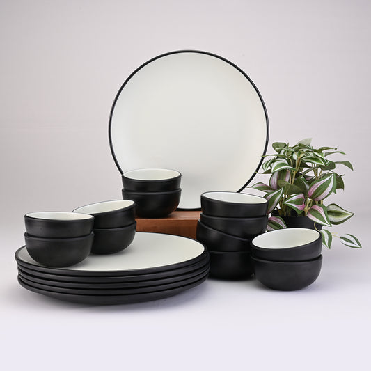 18 pc Dinner Set 2Tone - Black + Green