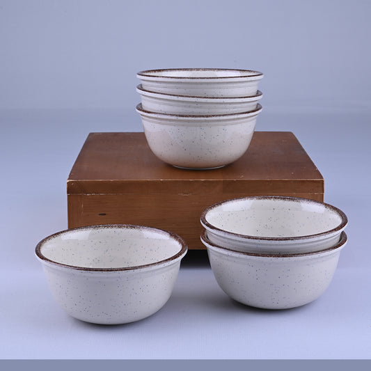 6 pc Veg Bowl Set Gravel 10.5 cm - Dot Cream