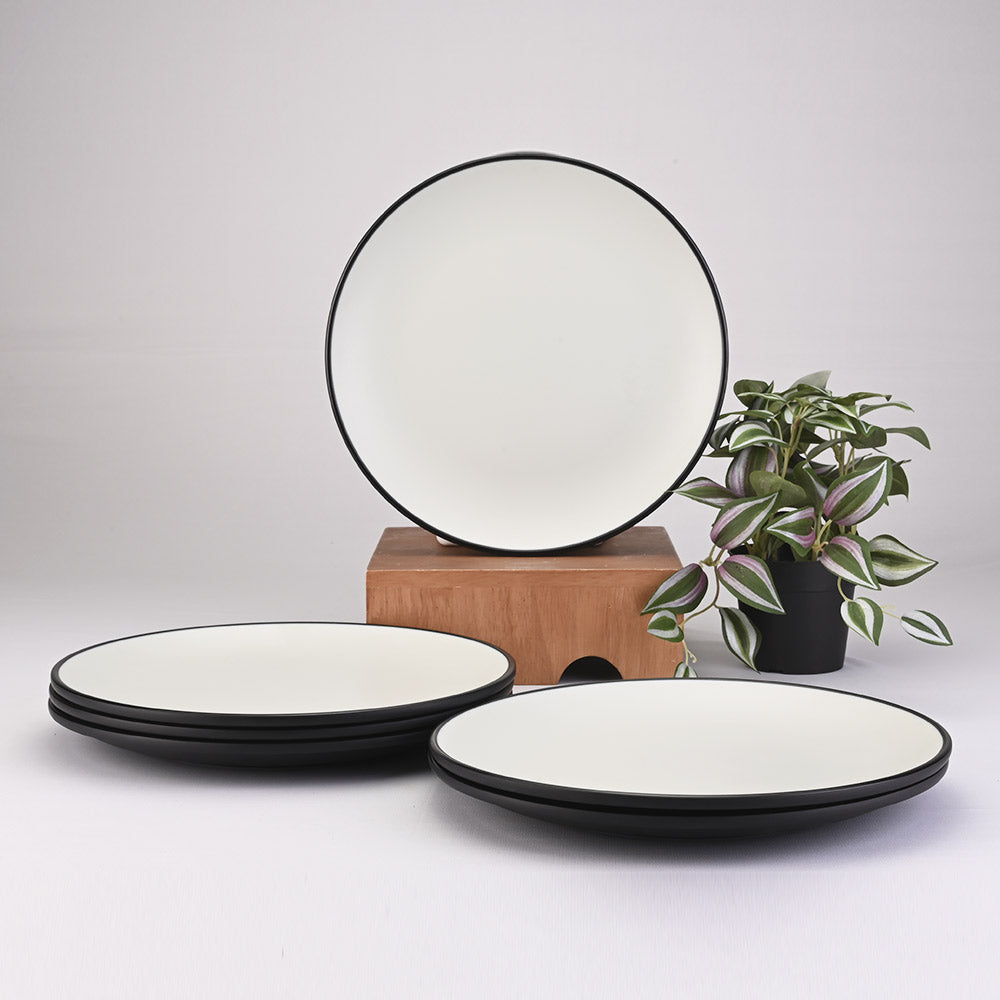 Dinner Plate Set 6pc Two Tone 26.5 cm - Black + Green
