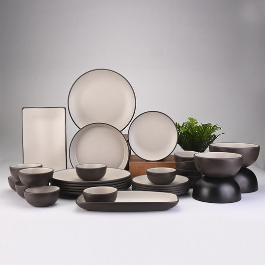 Dinner Set 31 pc Two Tone - Terraclay & Brown