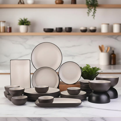 31 pc Dinner Set 2Tone Terraclay Brown