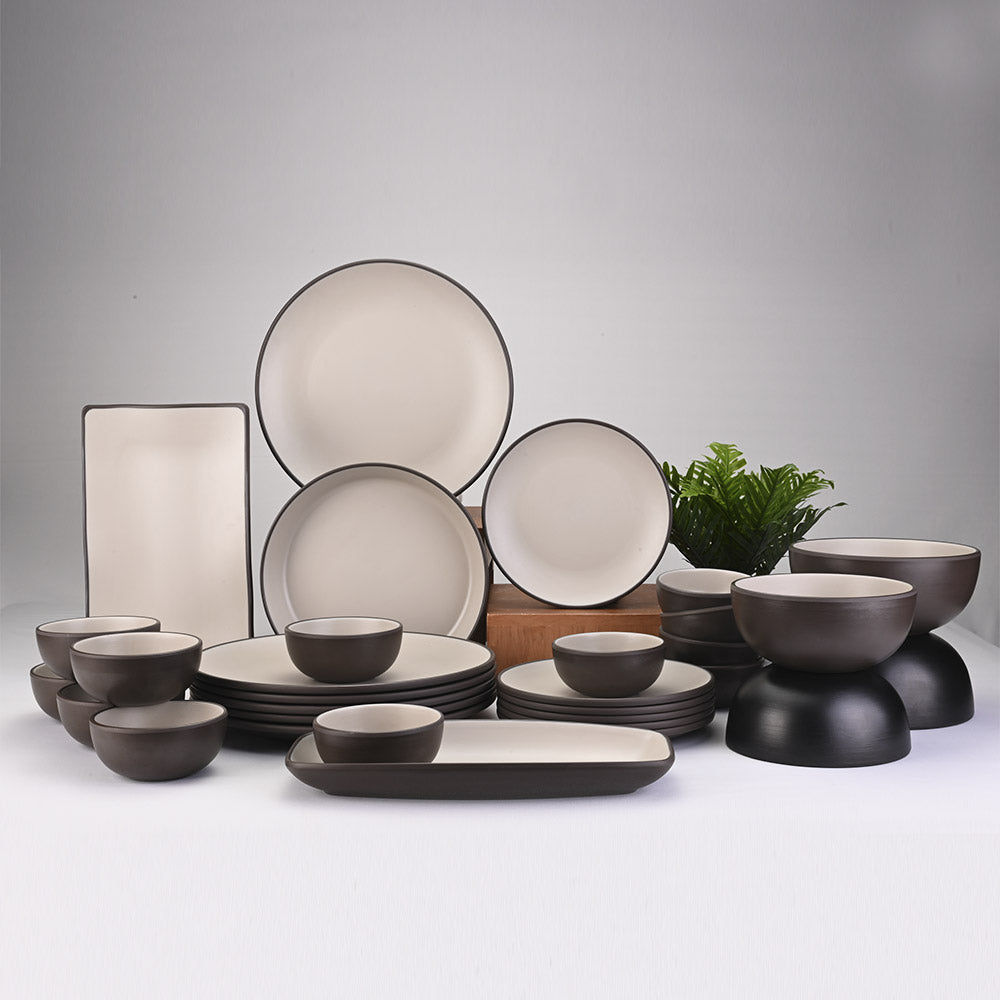 31 pc Dinner Set  2Tone - Terraclay + Brown