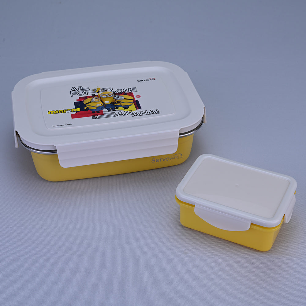 Bite Single Wall Lunch Box with Container 1000 ml - Minions