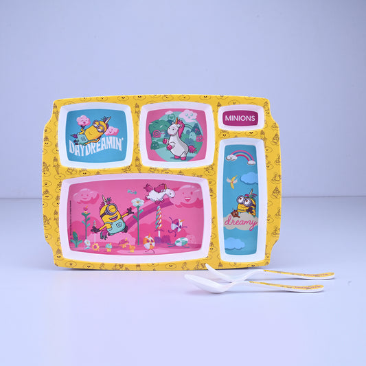 3 pc Rect 5Plate Fork & Spoon Set - Minions